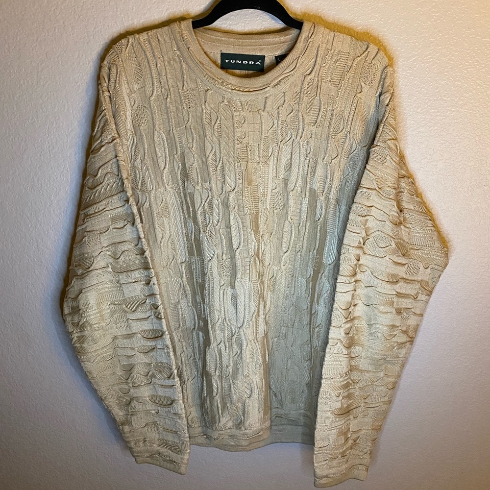 Vintage 90’s Tundra Canada 3D Textured Mercerized Cotton Coogi Style Sweater Y2K